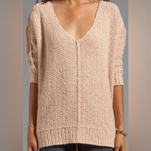 Free People V-neck Knitted Oversized Pullover Sweater - Small
